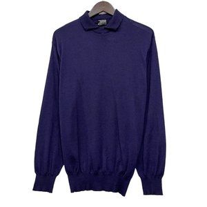 Vtg Gianni Versace Couture Men's Collared Sweater Purple Cashmere/Silk Size 52 V